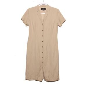 B. Moss Tan Linen Blend Shirtdress Size 4